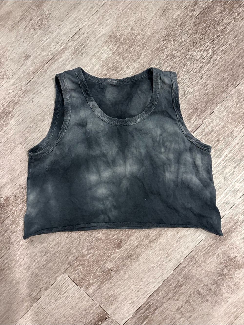 Brandy Melville Black Tie-Dye Cropped Tank